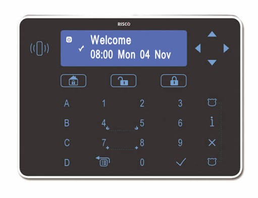 Teclado Touch Elegant Ligh NEG RWS401B4000B Risco